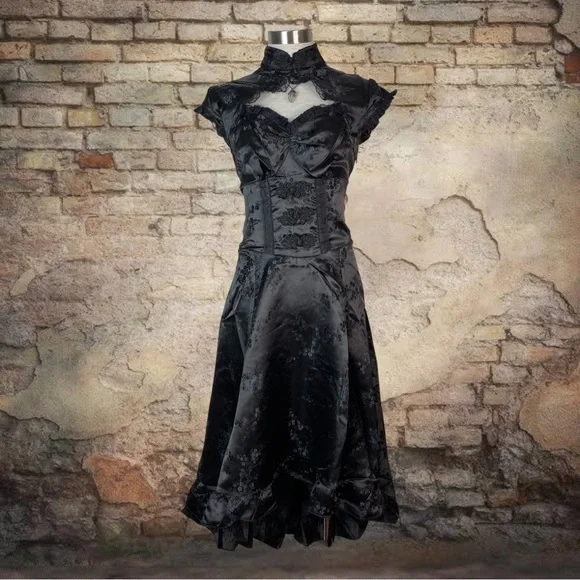 Jawbreaker Gothic Victorian Edwardian Prom Ball Witch Black Dress L - Picture 3 of 9